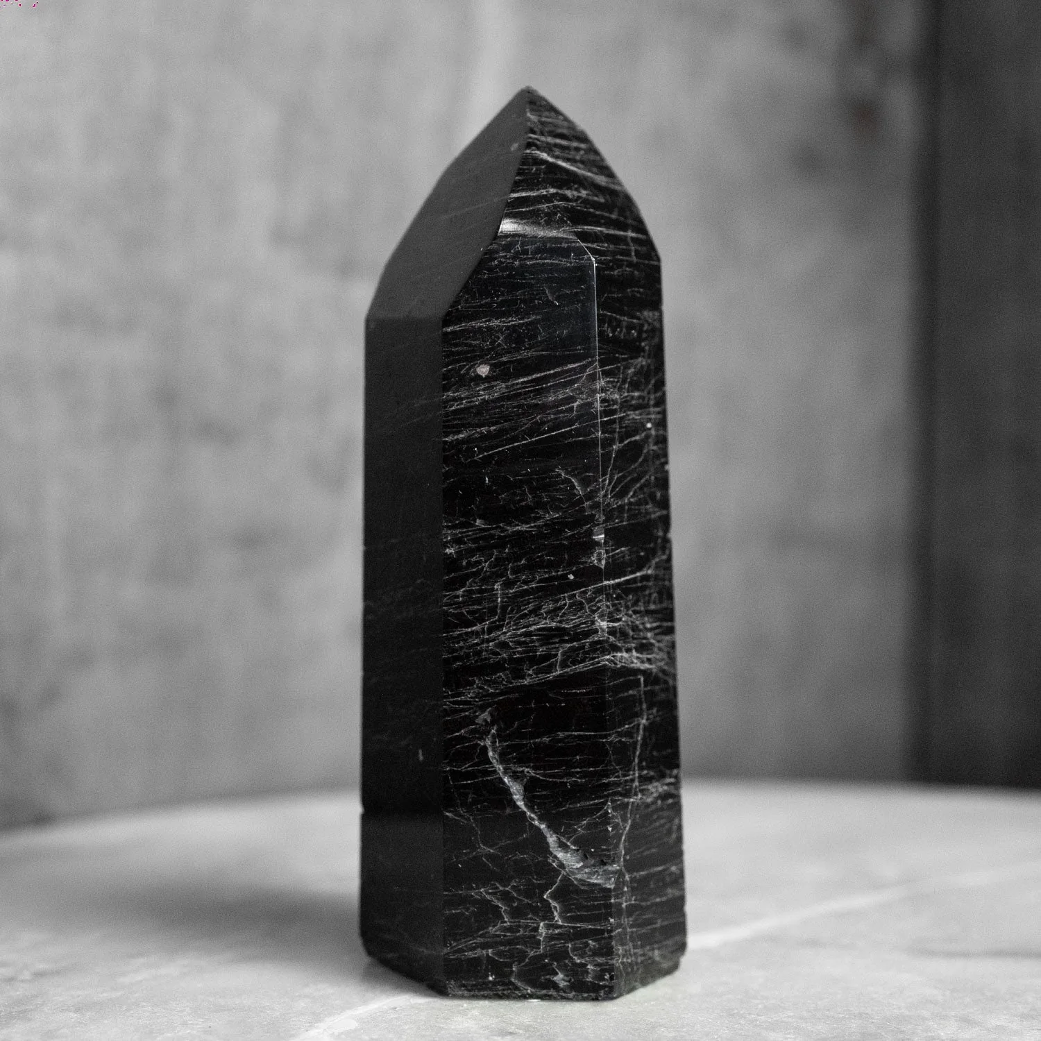 Black Tourmaline Obelisk Tower Gemstone Carving from Brazil - 200-299 grams - Image 3