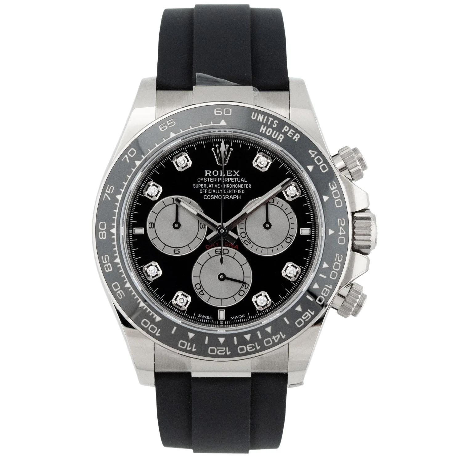 Daytona Cosmograph White Gold Black Diamond Dial Oysterflex 2023 - 126519LN
