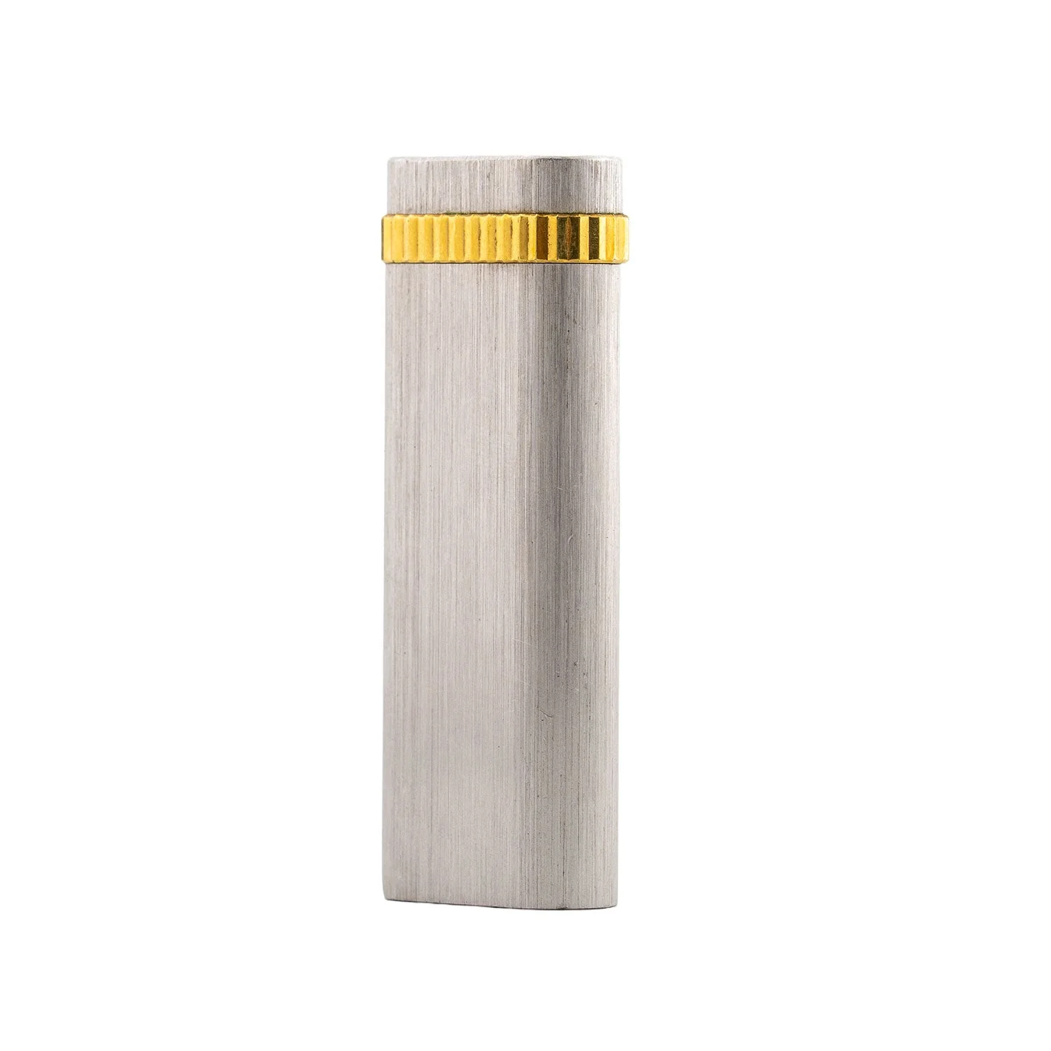 Lighter Brushed Silver with Ribbed Gold Band - Les Must de Cartier