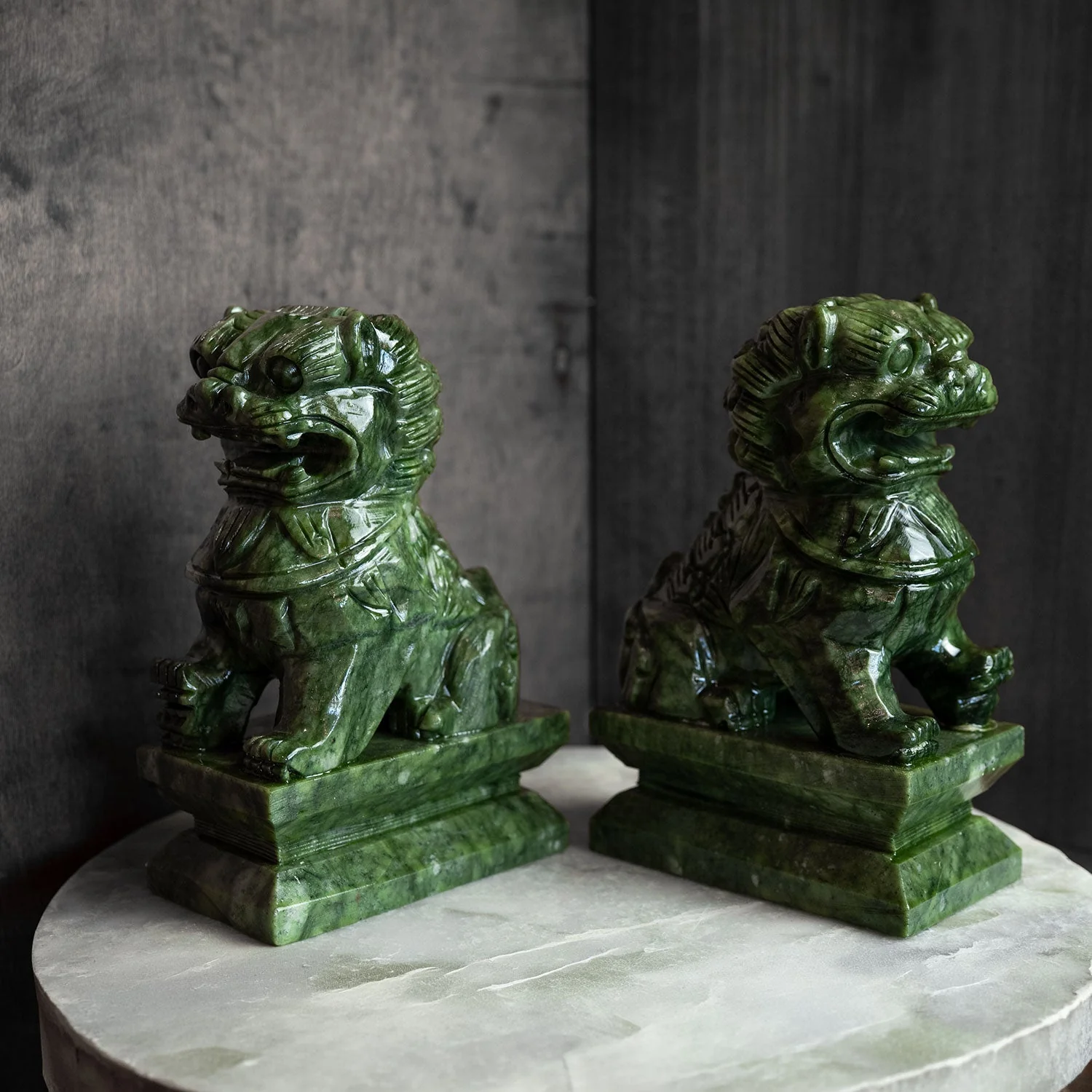 Protective Foo Dog Jade Carving Pair - A Symbol of Good Luck and Protection - Image 5