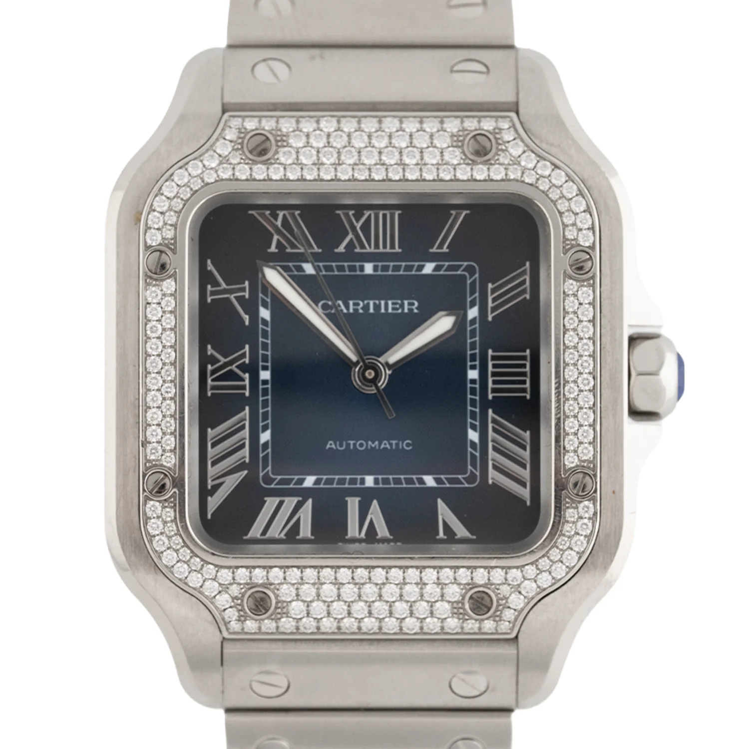 Santos de Cartier Blue Dial Diamond Bezel - W4SA0006 - Image 2