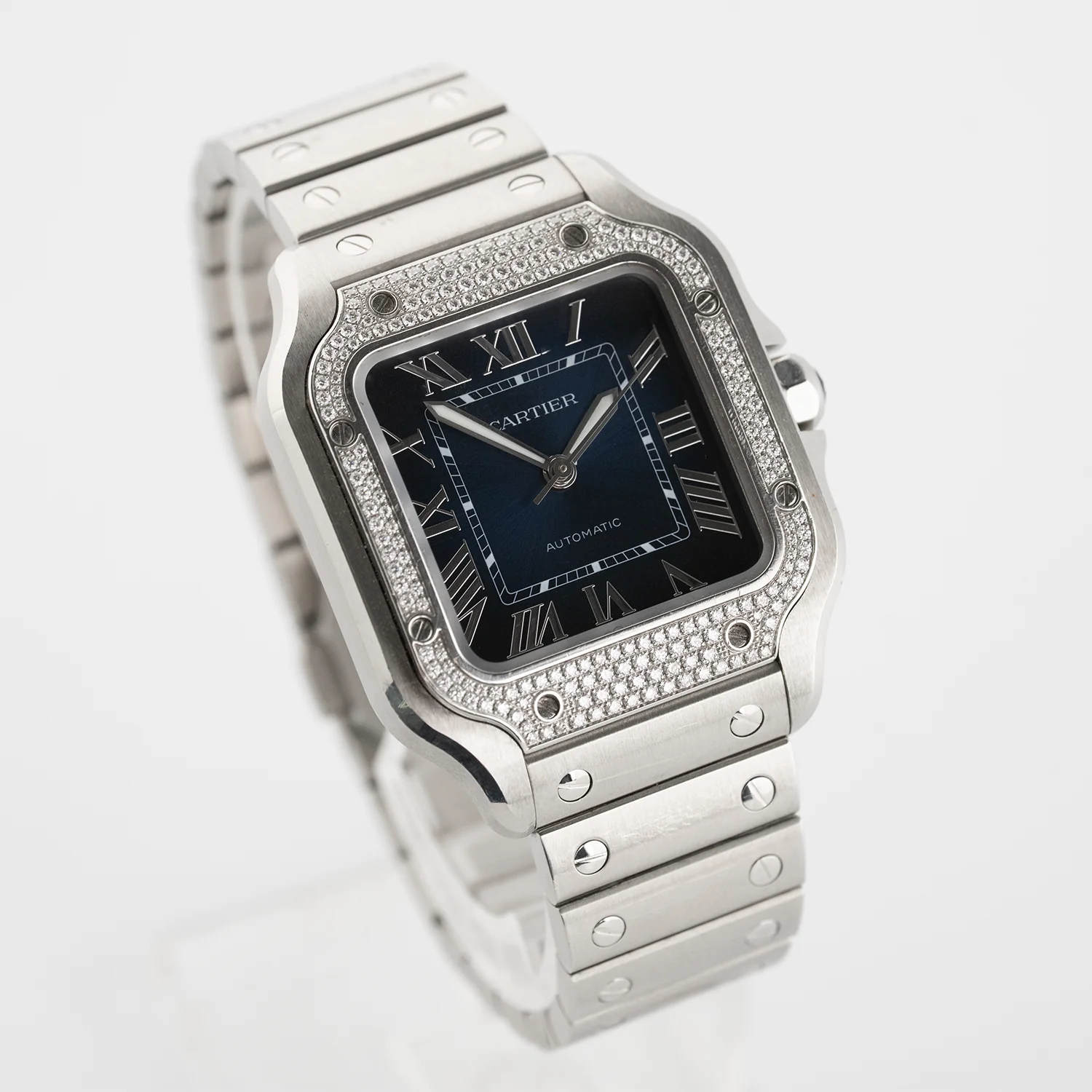 Santos de Cartier Blue Dial Diamond Bezel - W4SA0006 - Image 3