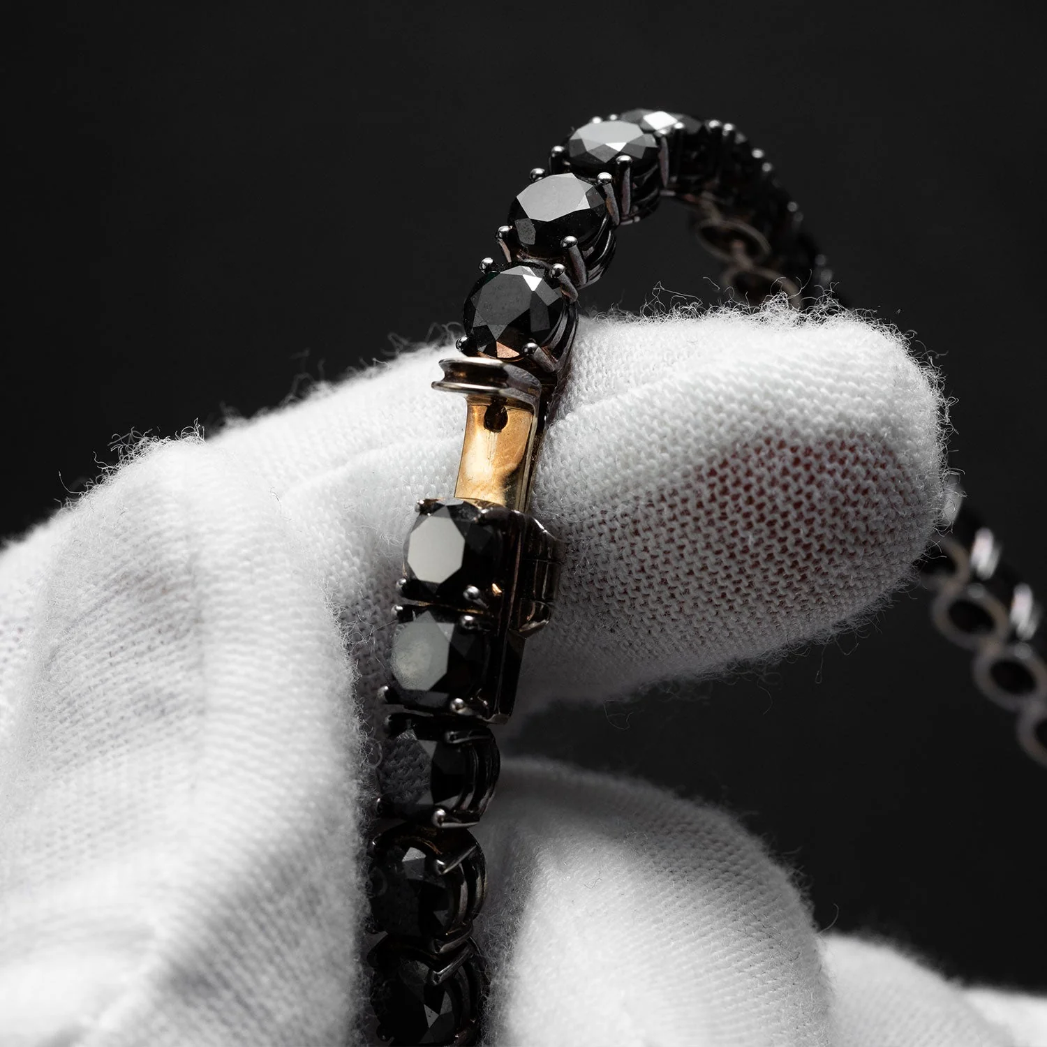 Tennis bracelet 750 white gold 44 black diamonds 12.88ct 19cm - Image 3
