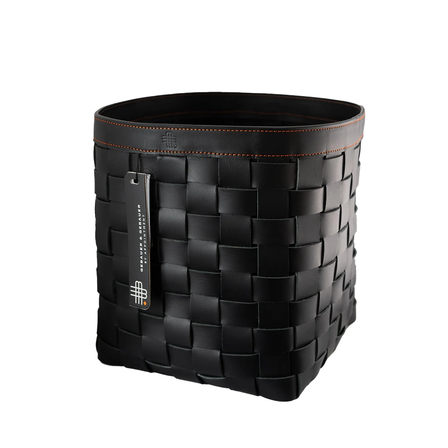 Black braided leather basket - Image 3