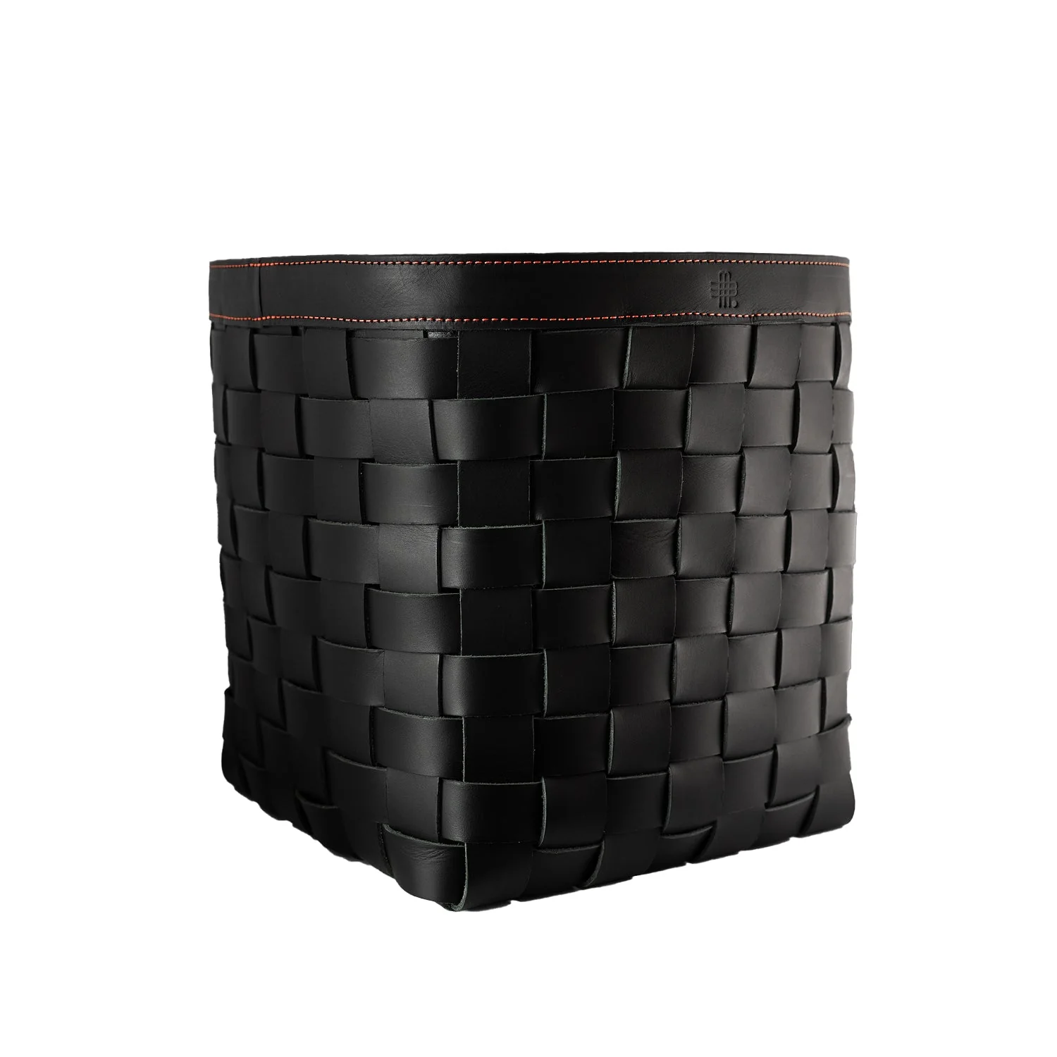 Black braided leather basket - Image 4